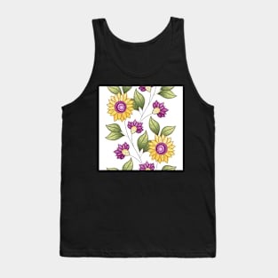 Spring Pattern with Floral Motifs Tank Top